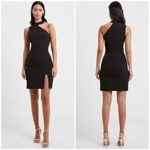 NWT French Connection Echo Recycled Crepe One Shoulder Dress Black Sz 4